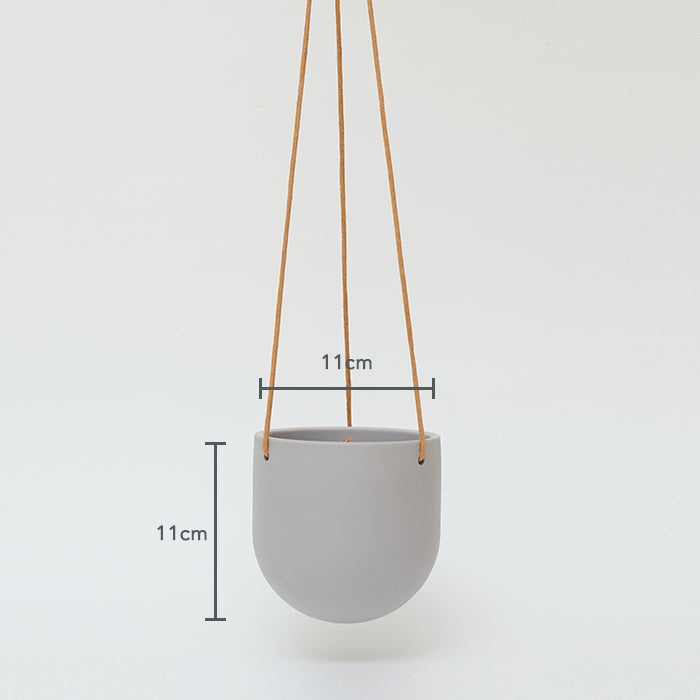 Pottery Hanging Gray 陶器製のハンギングポット｜土を使わない観葉
